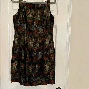 BANU Paris 2 Piece Jacquard Square Neck Dress  Jacket Iconic Landmark Print Sz 8